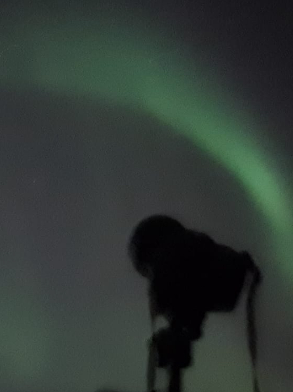 Nikon D7100 with Northern Lights behind it.